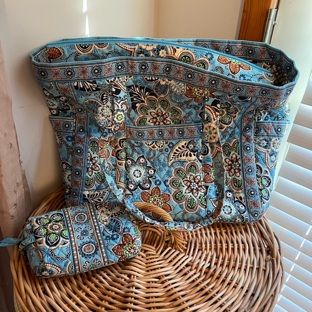 Vera Bradley Carry-All Tote & Makeup Bag Set